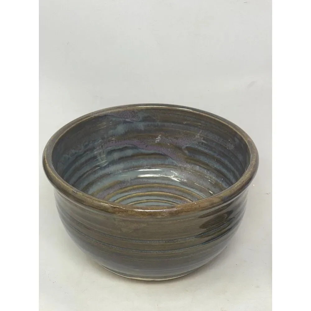Handmade Pottery Cereal Bowl Signed Sanger 2006 Art Pottery Brown Vintage 5.5